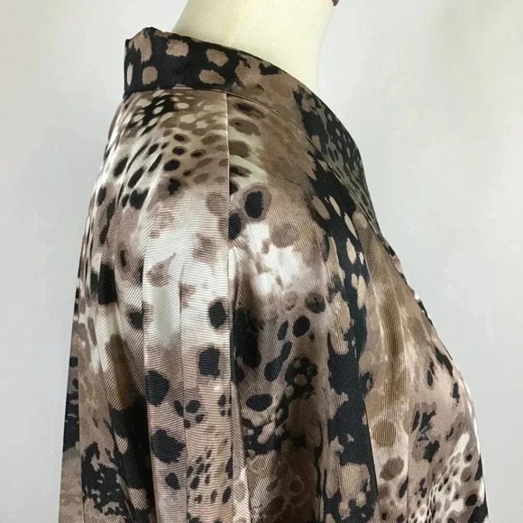 Fabulous George Simonton Says Silky Animal Leopard Print Tunic Shirt 2X Pockets - Picture 9 of 14